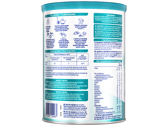 Nestlé NAN PRO 4,  melkedrikk for småbarn 800g boks back