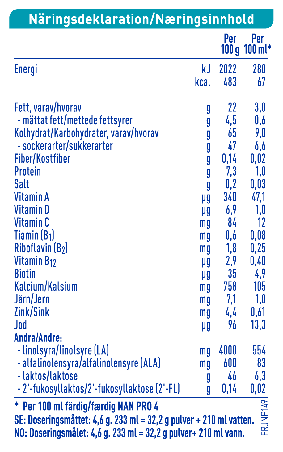 Nestlé NAN PRO 4,  melkedrikk for småbarn 800g boks nutr