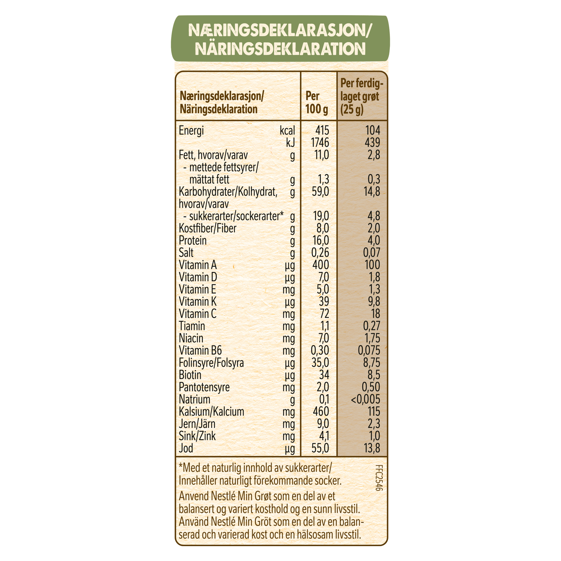 Nestlé min Fullkornsgrøt med Eple og Gulrot