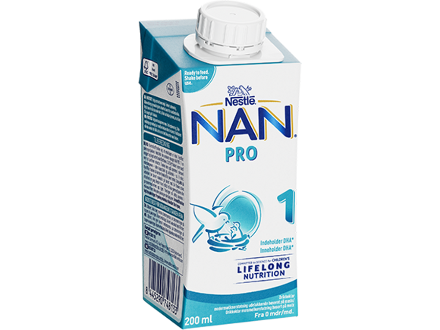 Nestlé NAN PRO 1 drikkeklar morsmelkerstatning 200ml tetra left