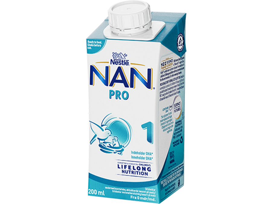 Nestlé NAN PRO 1 drikkeklar morsmelkerstatning 200ml tetra right
