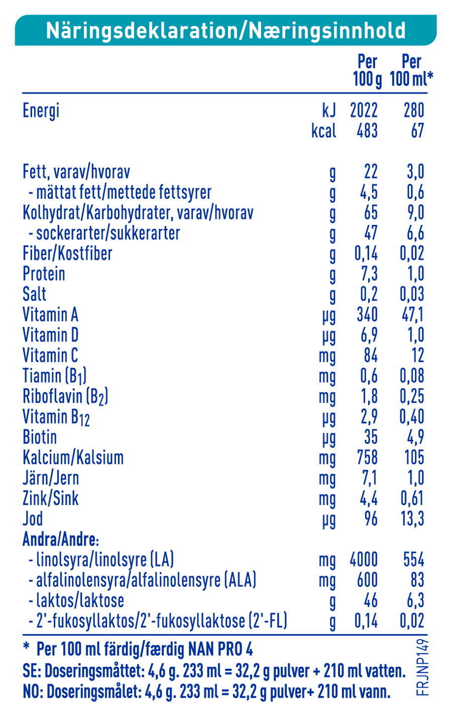 Nestlé NAN PRO 4,  melkedrikk for småbarn 800g boks nutr
