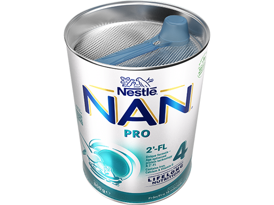 Nestlé NAN PRO 4,  melkedrikk for småbarn 800g boks open 1