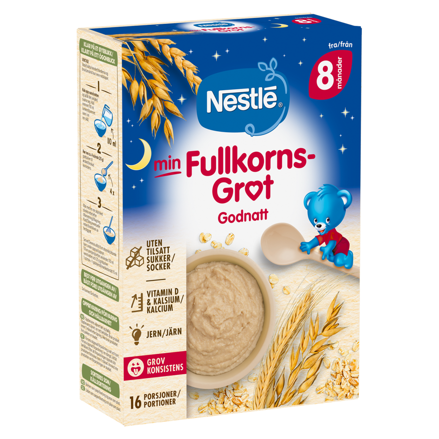 Nestlé min Fullkornsrøt Godnatt 8 måneder	